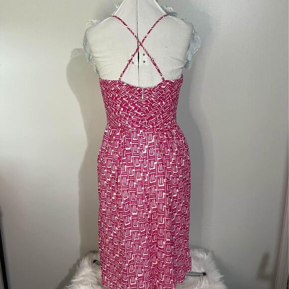 Size 6 Shoshanna Womens Sleeveless pink & White Dress EUC with pockets C3469 - Picture 2 of 6